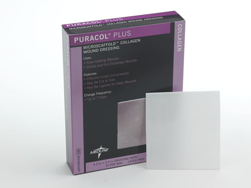 Medline Collagen Dressing Puracol Plus 4-1/4 X 4-1/2 Inch Rectangle Sterile (MSC8644EP / CS)
