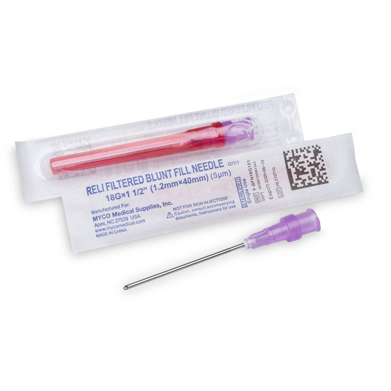 Myco Medical Myco Reli Blunt Fill Needles  Needle s with Filter, Sterile, Single-Use. PVC-Fre