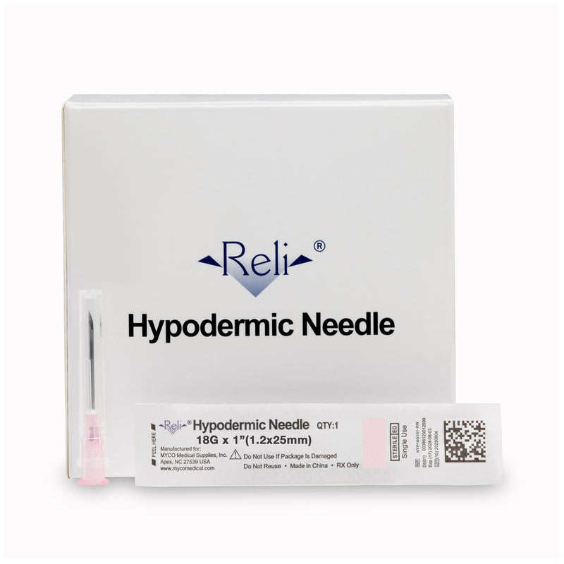 NEEDLE ONLY HYPODERMIC REG BVLREG WALL 18GX1IN 100/BX