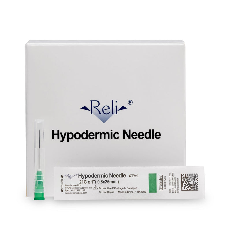 Myco Medical Myco Reli Conventional Hypodermic Needles  Only, 21G x 1", Regular Wall, Regular Bevel, 100/b