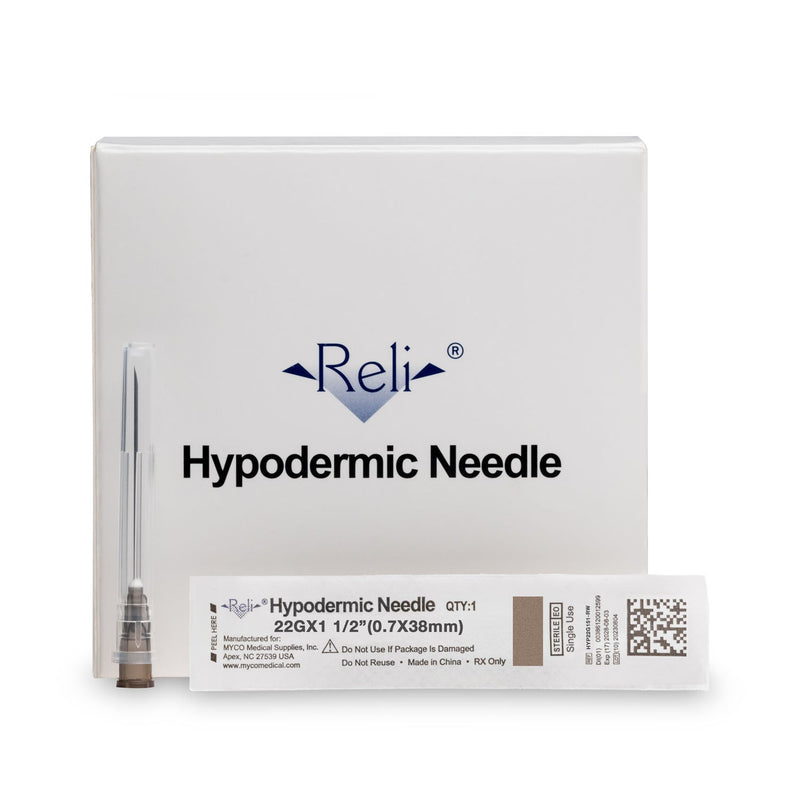 Myco Medical Myco Reli Conventional Hypodermic Needles  Only, 22G x 1-1/2", Regular Wall, Regular Bevel, 1