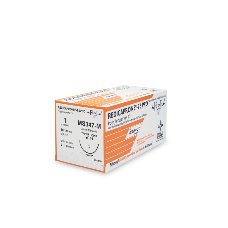 Myco Medical Myco Reli Redicaprone Pro Suture  1-0, Redicaprone, Violet, Monofilament, 36", YCT-1