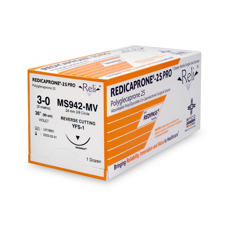 SUTURE REDICAPRONE VIOLET MF3-0 36IN YFS-1 12/BX (VET USE)