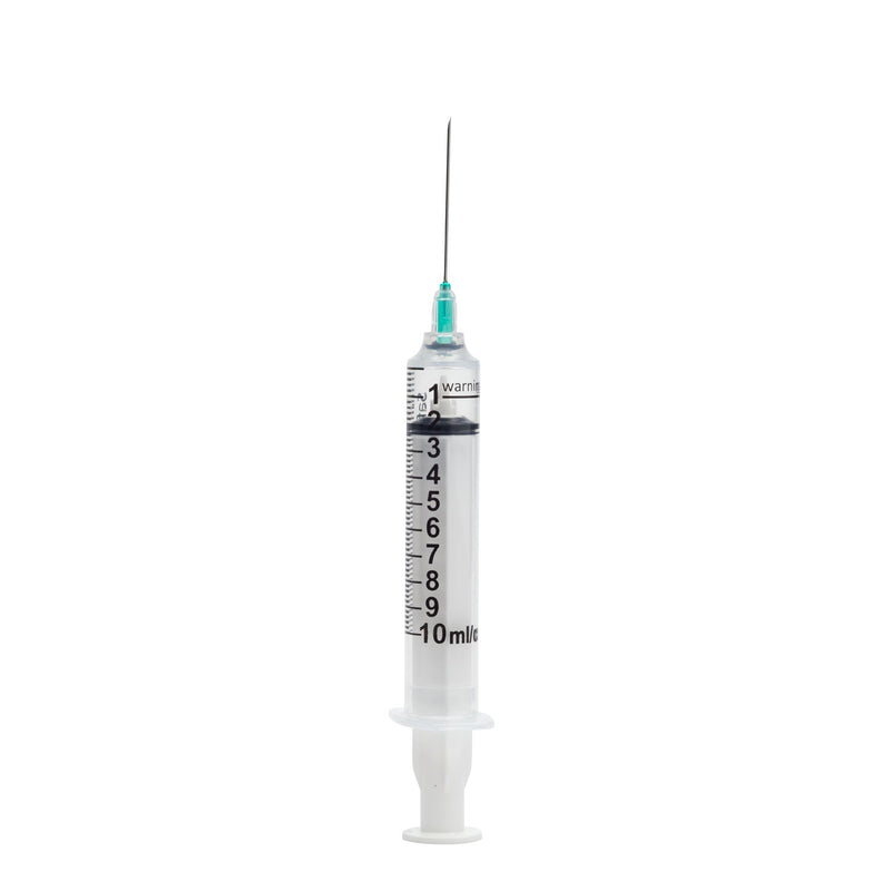Myco Medical Myco Reli Wealy Safety Syringes  Needle, 10 mL, 21G x 1.5", Sterile, Deep Green, 10