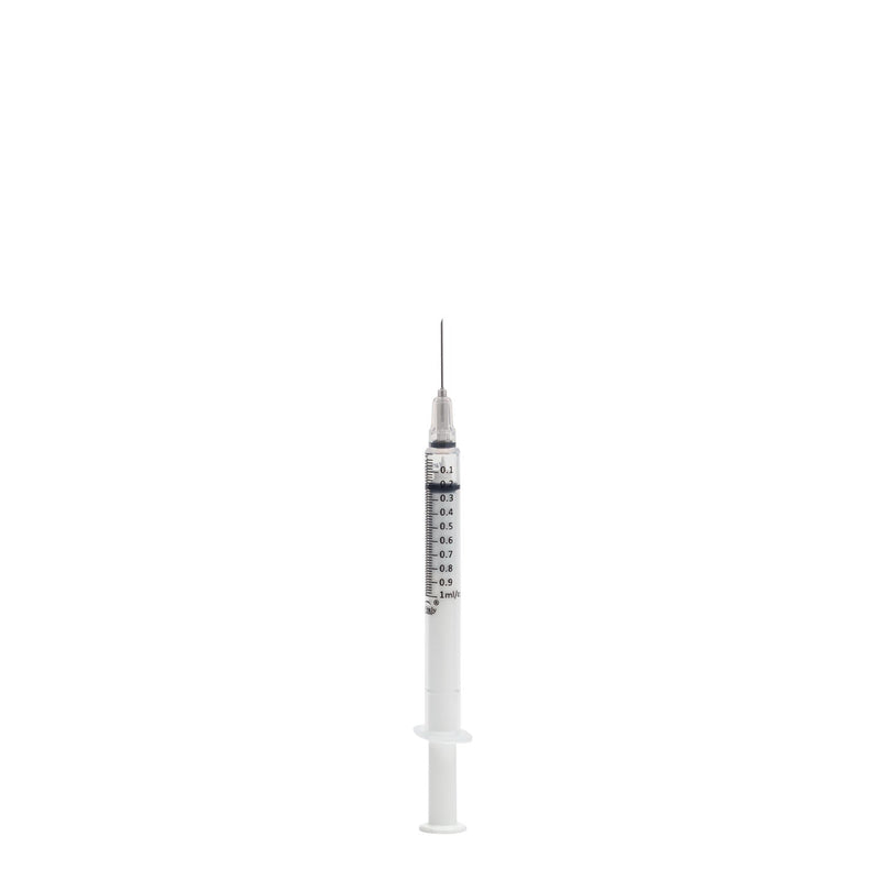Myco Medical Myco Reli Wealy Safety Syringes  Needle, 1 mL, 27G x 0.5", Sterile, Medium Gray, 10