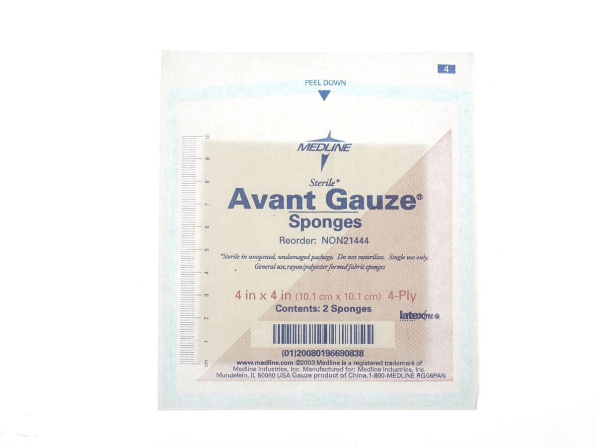 Medline Nonwoven Sponge Avant Gauze 4 X 4 Inch 4-Ply Sterile 2 per Pack (NON21444 / CS) 