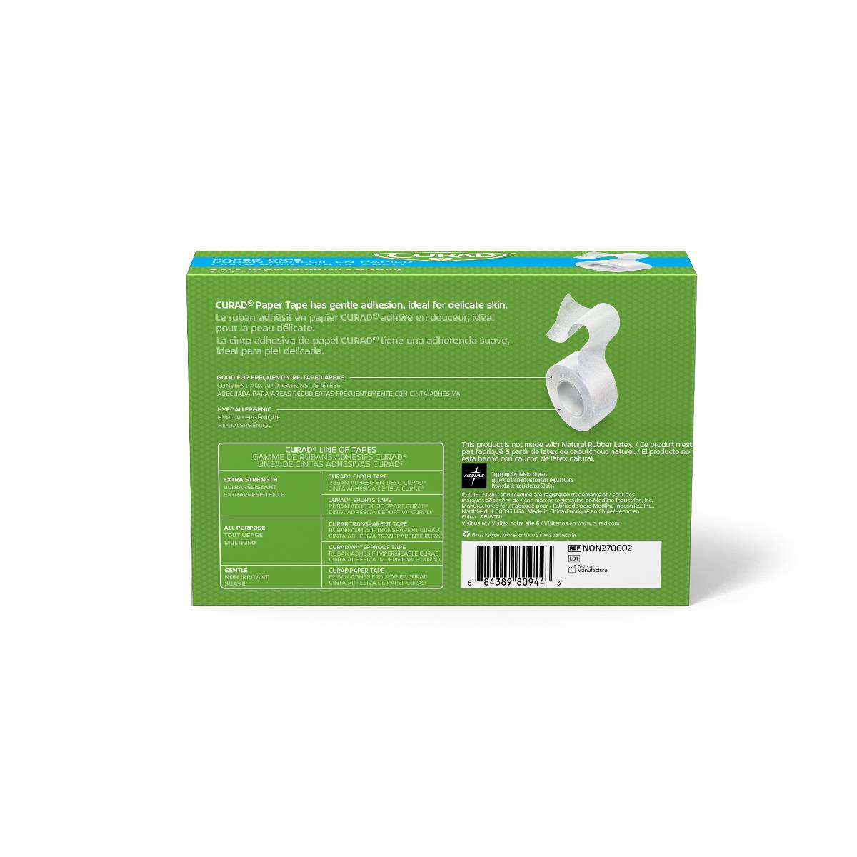 Medline Medical Tape Curad White 2 Inch X 10 Yard Paper NonSterile (NON270002 / CS) 