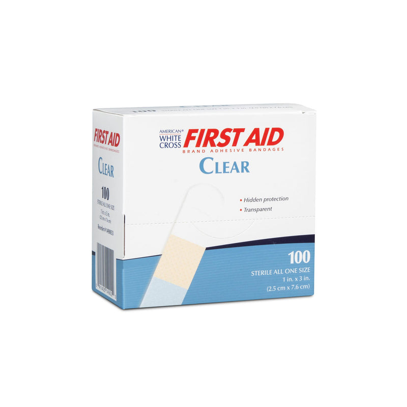 Dukal Corporation Dukal First Aid Adhesive Bandages  Clear Strip Adhesive Bandage, 1" x 3", 100/bx, 12