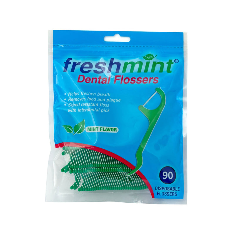 New World Imports Freshmint Dental Floss  Freshmint Dental Floss Picks, Mint Flavored, 90/bg