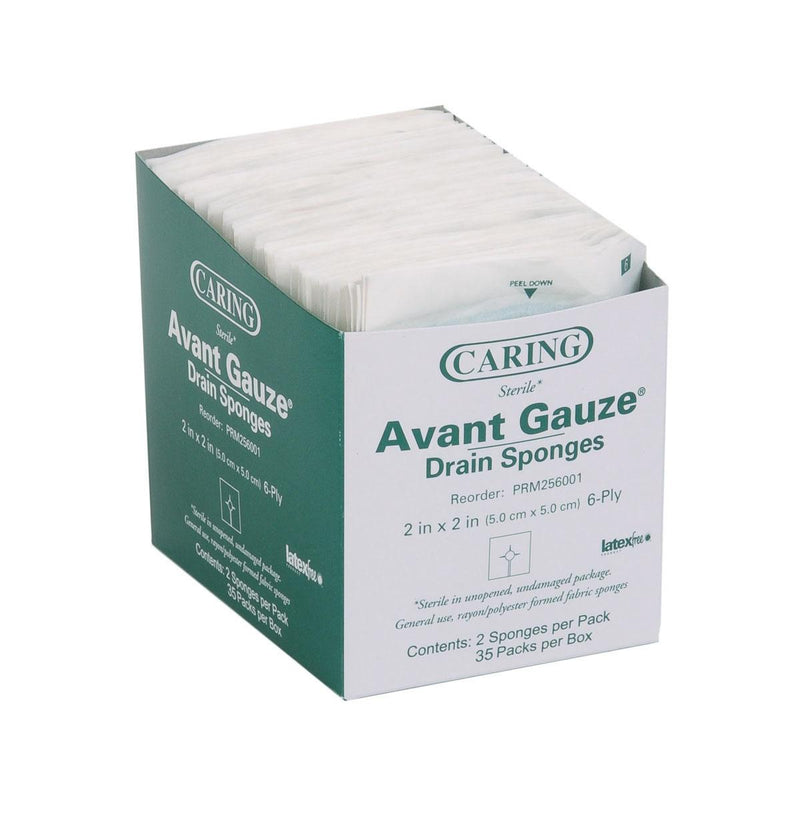 Medline SPNGE, CARING DRN 2"X2" 6-PLY(2/PK 35PK/BX 20BX/C MEDLNE (PRM256001 / CS)