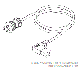 RPI RPC784 Hospital Grade Power Cord (13A @ 125Vac, Right Angle, 18 Ft.) 