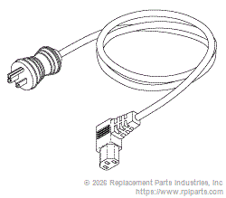 RPI RPC787 Hospital Grade Power Cord (13A @ 125Vac, Left Angle, 25 Ft.) 