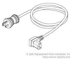 RPI RPC788 Hospital Grade Power Cord (13A @ 125Vac, Down Angle, 8 Ft.)
