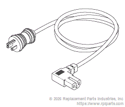 RPI RPC881 Hospital Grade Power Cord (13A @ 125Vac, Right Angle, 15 Ft.)