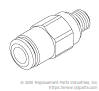 RPI RPF986 Male Connector (5/32" Push-In X #10-32 Male) 