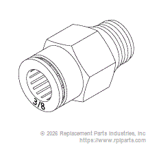 RPI RXF012 Male Connector (3/8" Push-In X 1/4" Mpt) 