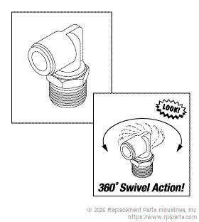 RPI RXF024 Pivot Elbow (3/8" Push-In X 3/8" Mpt) 