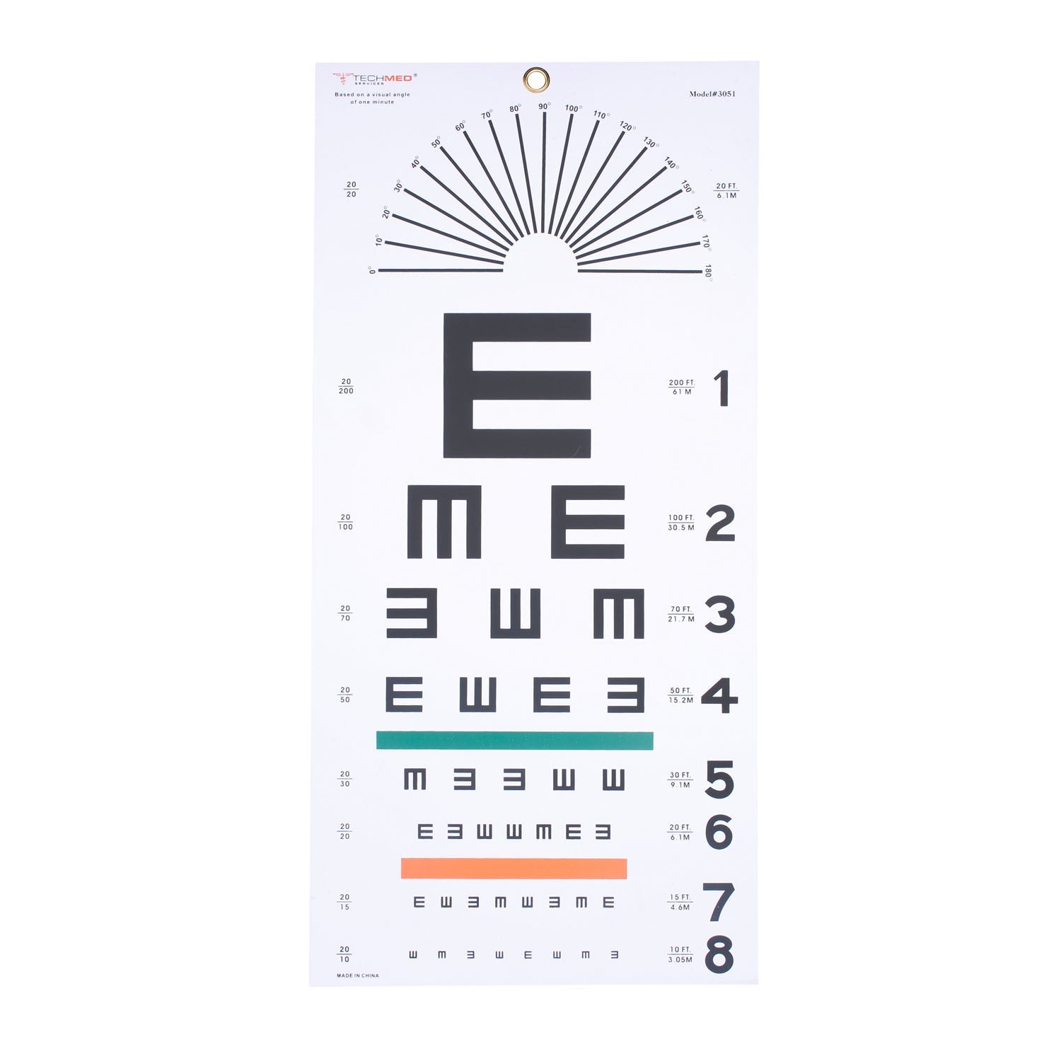Dukal Corporation Dukal Tech-Med Eye Charts  Eye Test Chart, Tumbling E, 22" x 11", Kindergarte