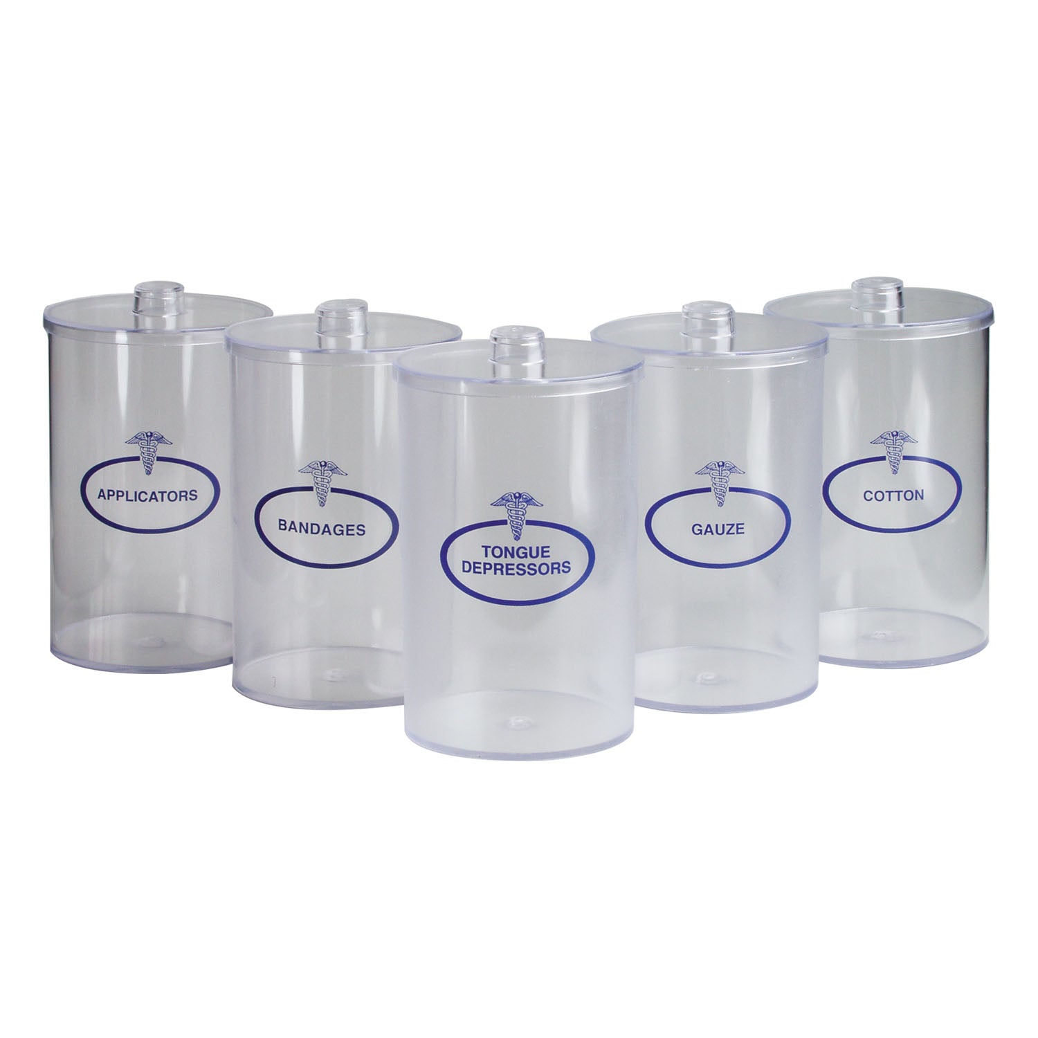 Dukal Corporation Dukal Tech-Med Sundry Jars  Clear Plastic Sundry Jars, Blue Imprint, Plastic L