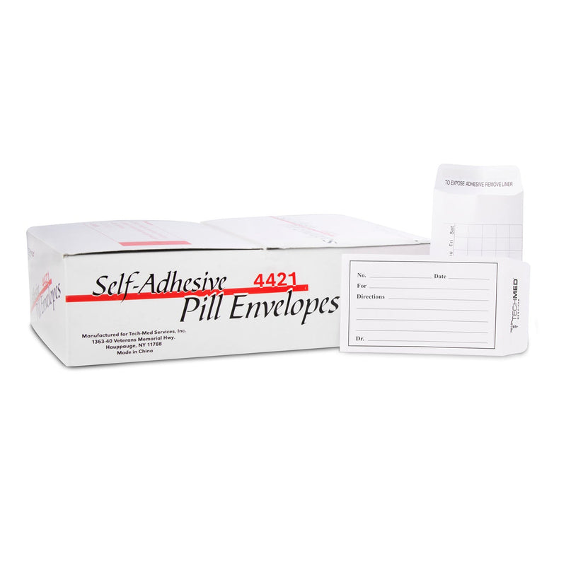 Dukal Corporation Dukal Tech-Med Pill Envelope  Envelope, 3½" x 2¼", Self Adhesive, 500/bx
