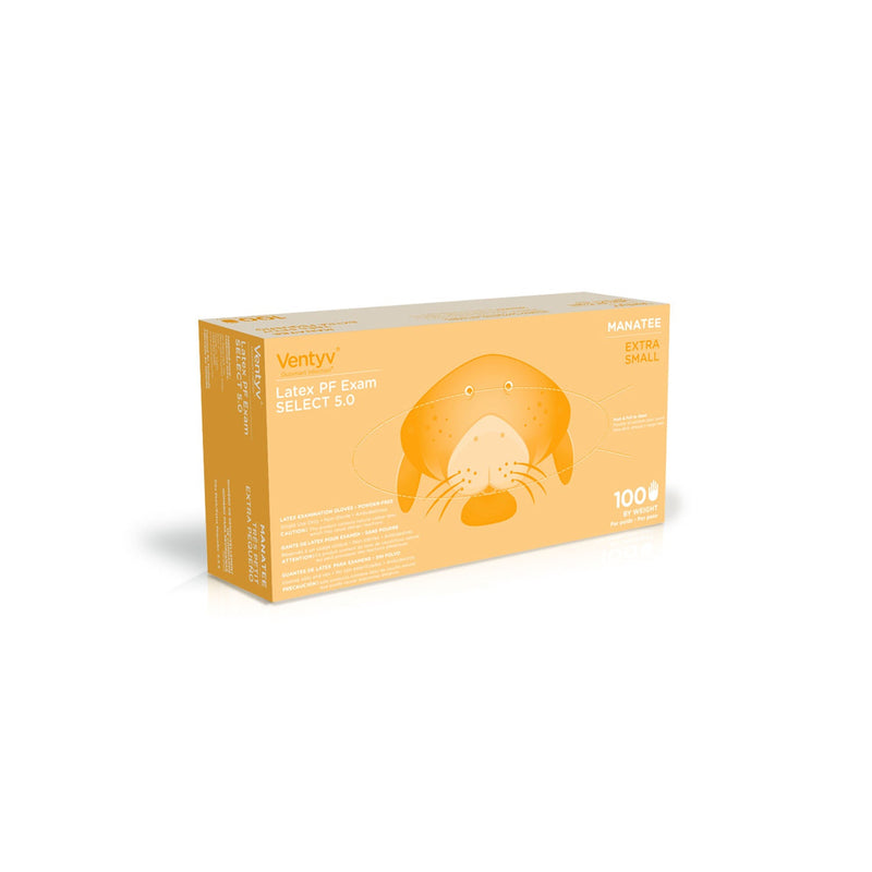 Ventyv Select 5.0 Natural Latex Exam Gloves (Manatee)  Glove, Exam, Latex, Powder-Free (PF), Textured, Na