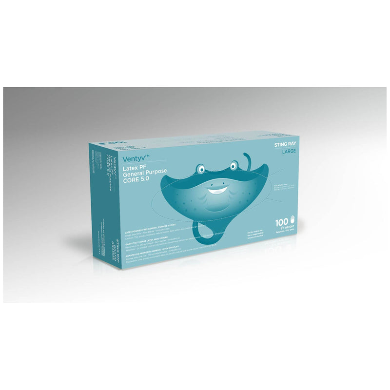 Ventyv Core 5.0 Latex General Purpose Gloves (Stingray)  Glove, General Purpose, Latex, Textured, Powder-Fr