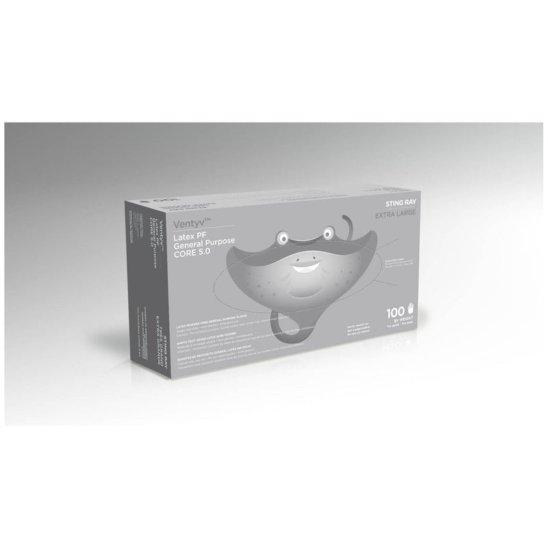 Ventyv Core 5.0 Latex General Purpose Gloves (Stingray)  Glove, General Purpose, Latex, Textured, Powder-Fr