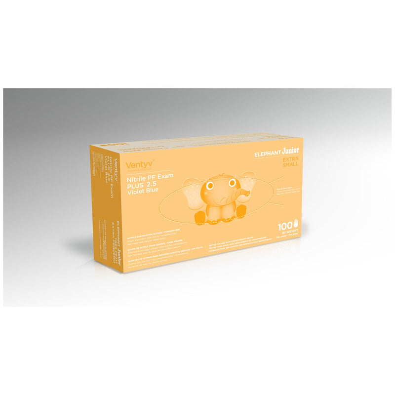 Ventyv Plus 2.5 Nitrile Powder-Free Exam Gloves (Elephant Junior)  Glove, Exam, Nitrile, Powder-Free (PF), Textured,