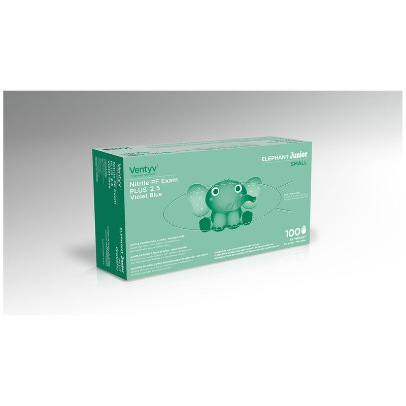 Ventyv Plus 2.5 Nitrile Powder-Free Exam Gloves (Elephant Junior)  Glove, Exam, Nitrile, Powder-Free (PF), Textured,
