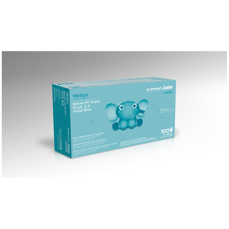 Ventyv Plus 2.5 Nitrile Powder-Free Exam Gloves (Elephant Junior)  Glove, Exam, Nitrile, Powder-Free (PF), Textured,