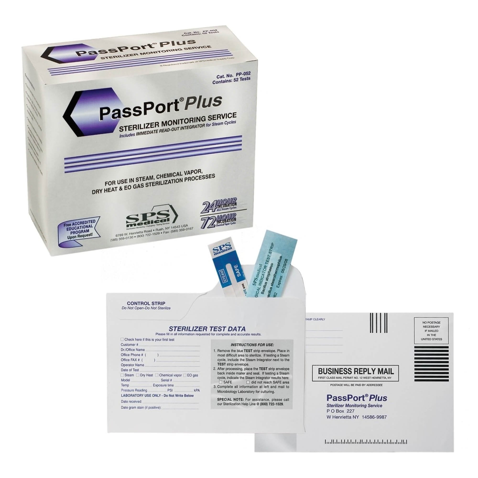 SPS Medical Supply Sterilization Mail-In Monitoring Service PassPort Plus Steam / EO Gas / Dry Heat / Chemical Vapor 24 Hour to 7 Day Processing Time Type 5 
