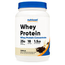 Oral Supplement Nutricost Whey Protein Concentrate Vanilla Flavor Powder 1-1/2 lbs. Canister (Case of 6 Bottles)