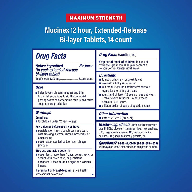 Mucinex Expectorant Tablets Maximum Strength (14/CT)