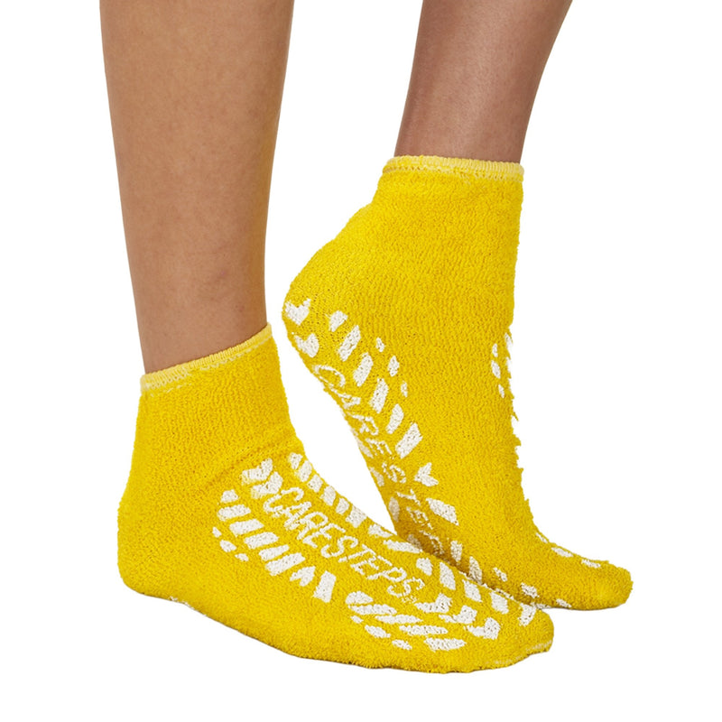The Pillow Factory Division Care-Steps Double Tread High-Risk Slipper Socks, Medium, Yellow (4/CS)