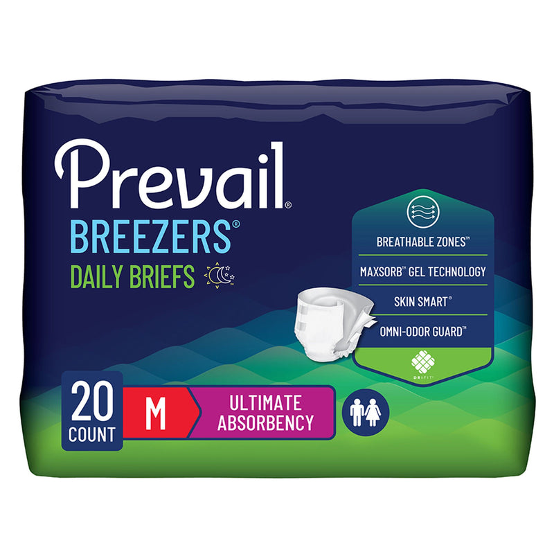 Prevail Breezers Ultimate Absorbency Incontinence Briefs, Medium (Case of 80)