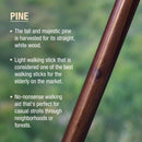 Brazos Traditional Straight Pine Handcrafted Walking Stick, 55-Inch, Brown (Each)