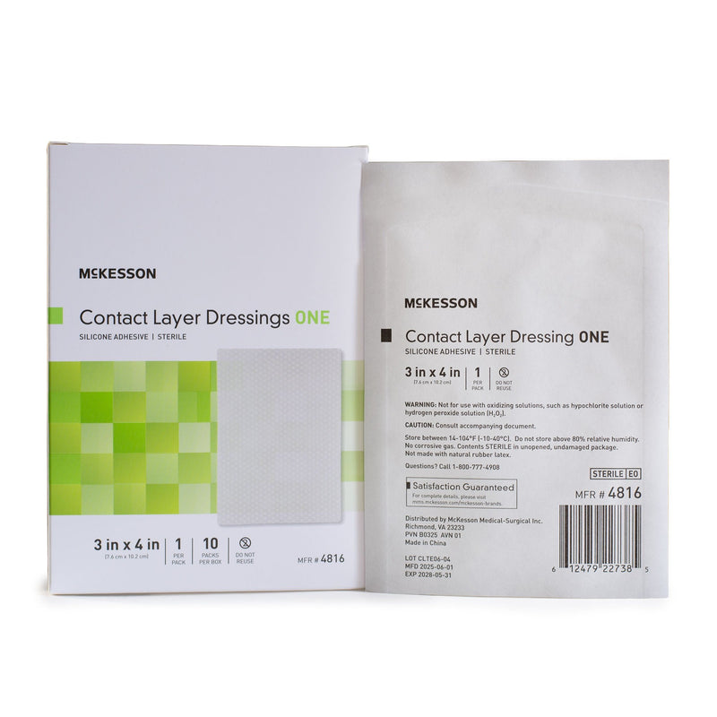 McKesson Silicone Wound Contact Layer Dressing, 3 x 4 Inch (Case of 40) 
