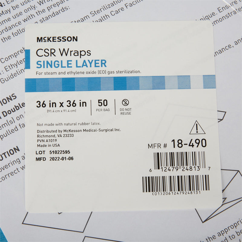McKesson Single Layer Sterilization Wrap, 36 x 36 Inch (5/CS)