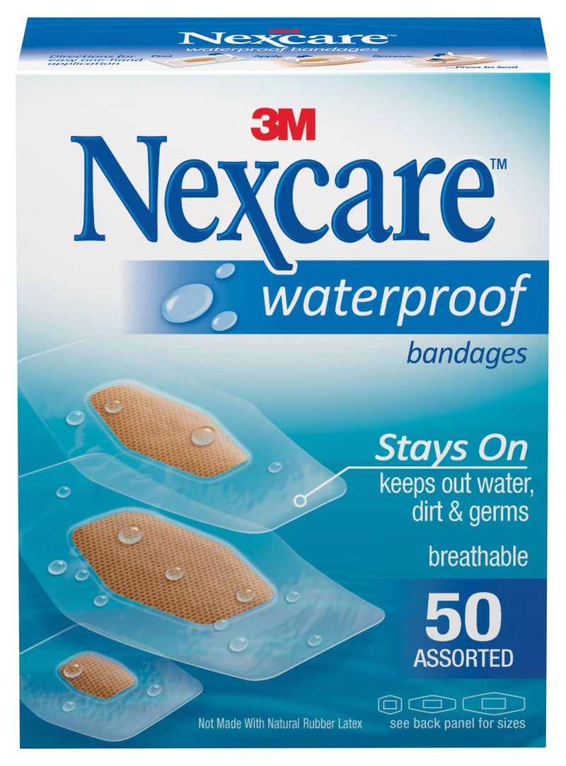 Nexcare Waterproof Clear / Tan Adhesive Strip, Assorted Sizes (Case of 1200)