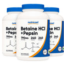 Dietary Supplement nutricost Betaine HCl / Pepsin 790 mg Strength Capsule 240 Per Bottle (12/CS)
