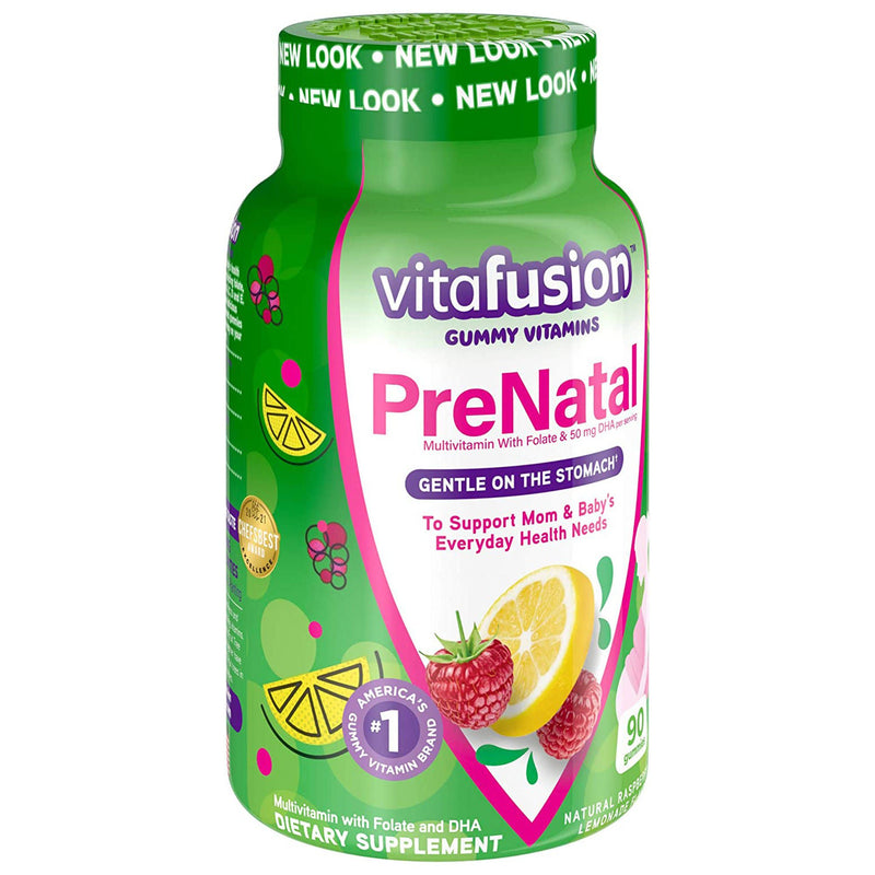 Vitafusion PreNatal Gummies Natural Raspberry Lemonade Flavor (Bottle of 90)