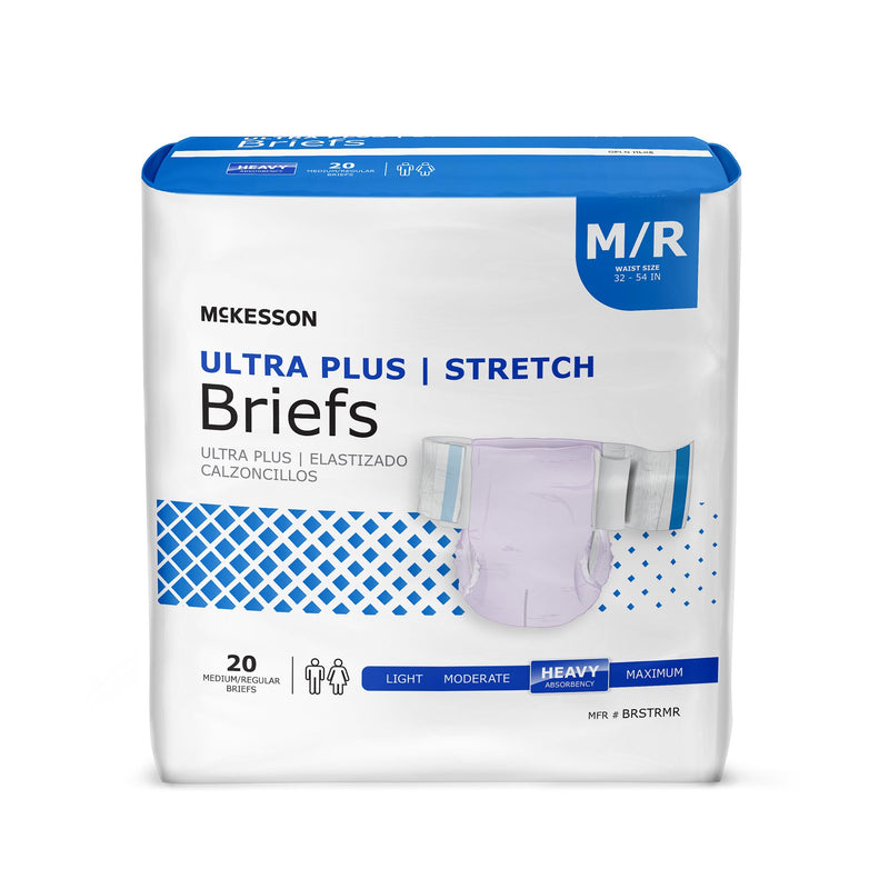 McKesson Ultra Plus Stretch Heavy Absorbency Incontinence Brief, Medium/Regular (Case of 80)