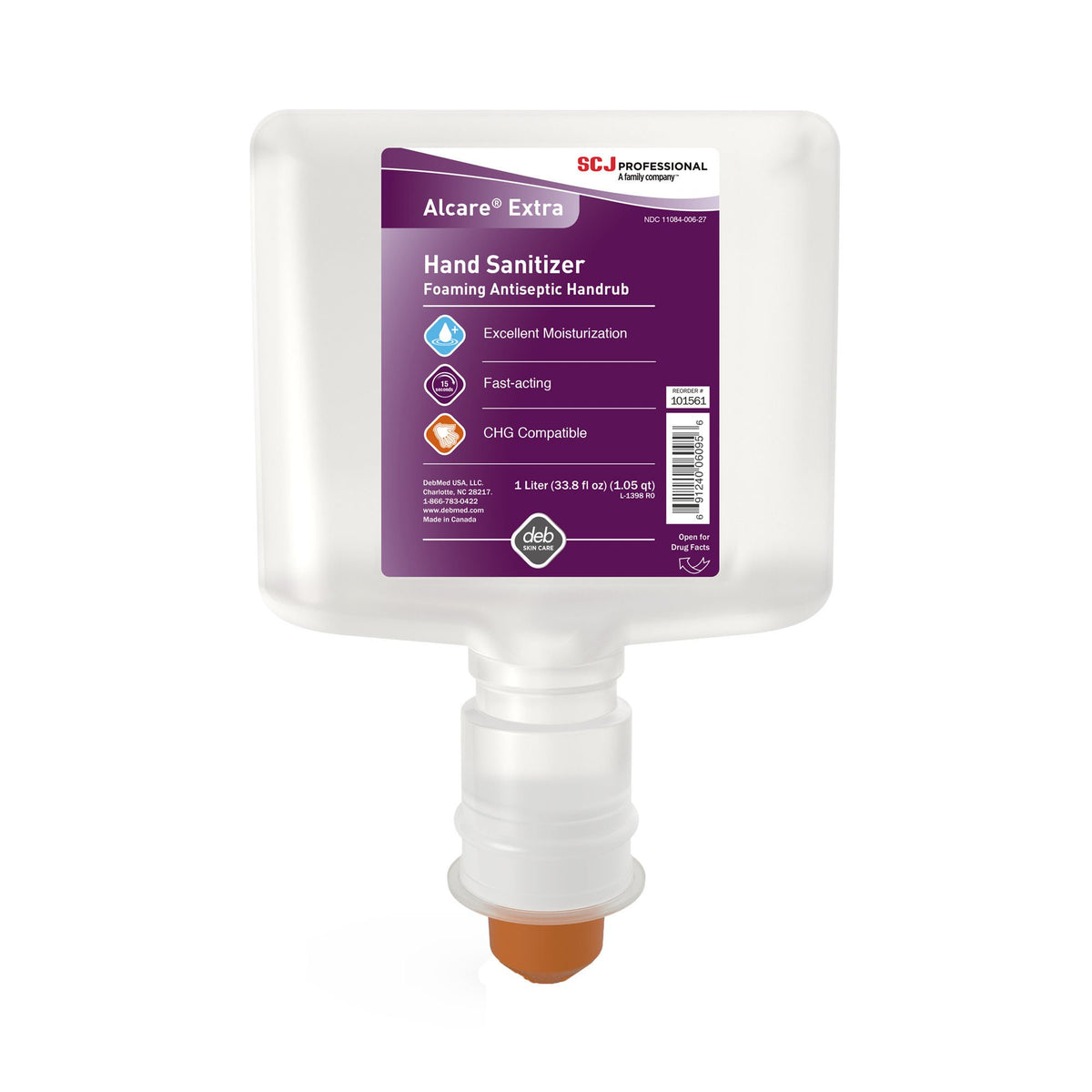 Alcare Extra Foaming Hand Sanitizer, 1000 mL Refill, Unscented (Case of 6)