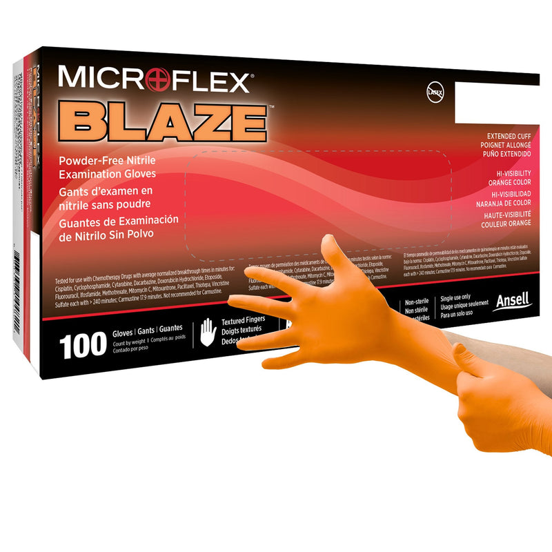 Microflex Medical Microflex Blaze Nitrile Exam Glove, Small, Orange (1000/CS) 