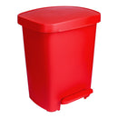 McKesson Waste Can with Step-On Pedal, Plastic, Red, 15.16 x 14.37 x 18.9 Inch (Case)
