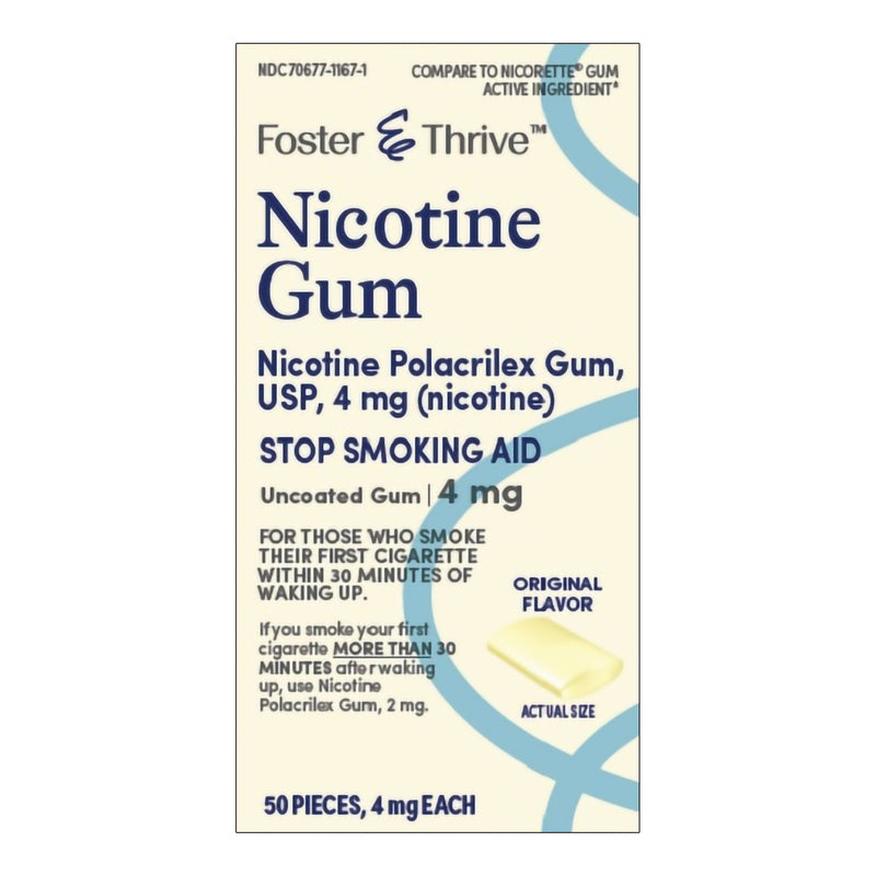 Foster & Thrive Nicotine Polacrilex 4 mg (Nicotine) Gum, Original Flavor (Pack of 50)