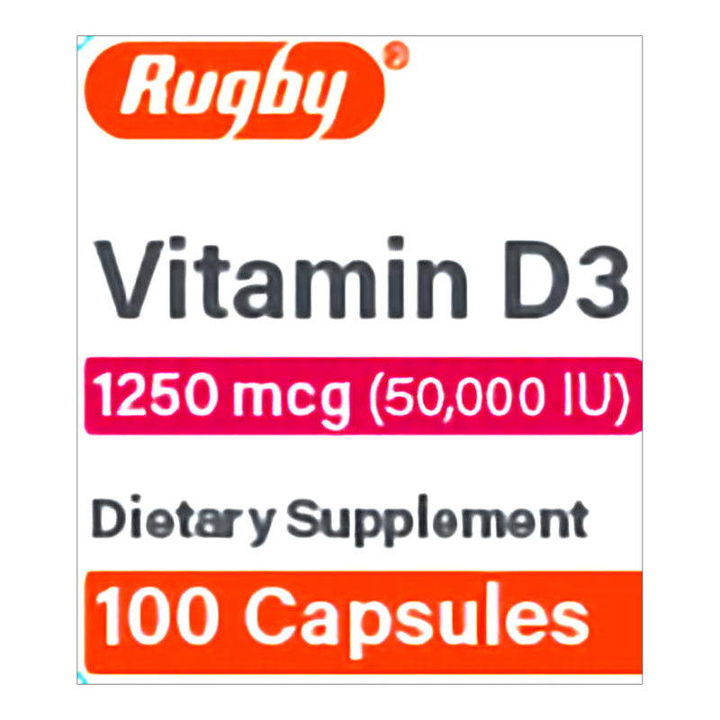 Rugby 50,000 IU Vitamin D-3 Capsules (Bottle of 100)