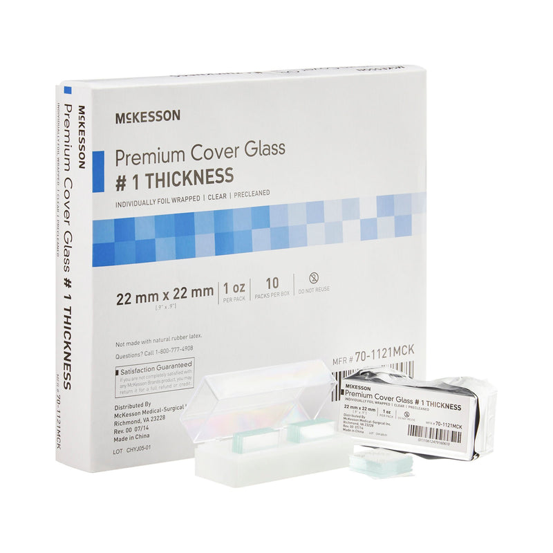 McKesson No. 1 Thickness Cover Glass, 22 x 22 mm (Box of 10 Packs)