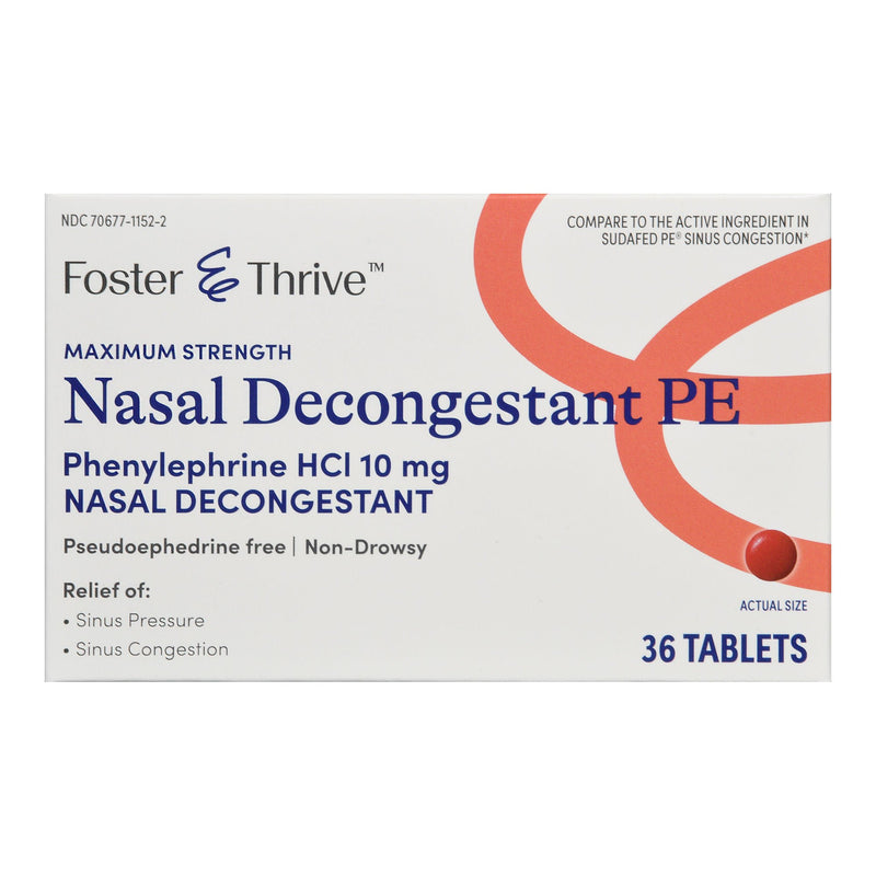Foster & Thrive Nasal Decongestant PE Tablets Maximum Strength (Bottle of 36)