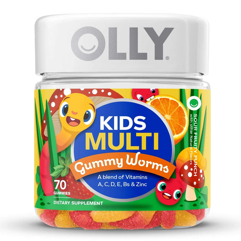 Olly Kids Multivitamin Gummy Worms Sour Fruity Punch (Bottle of 70)